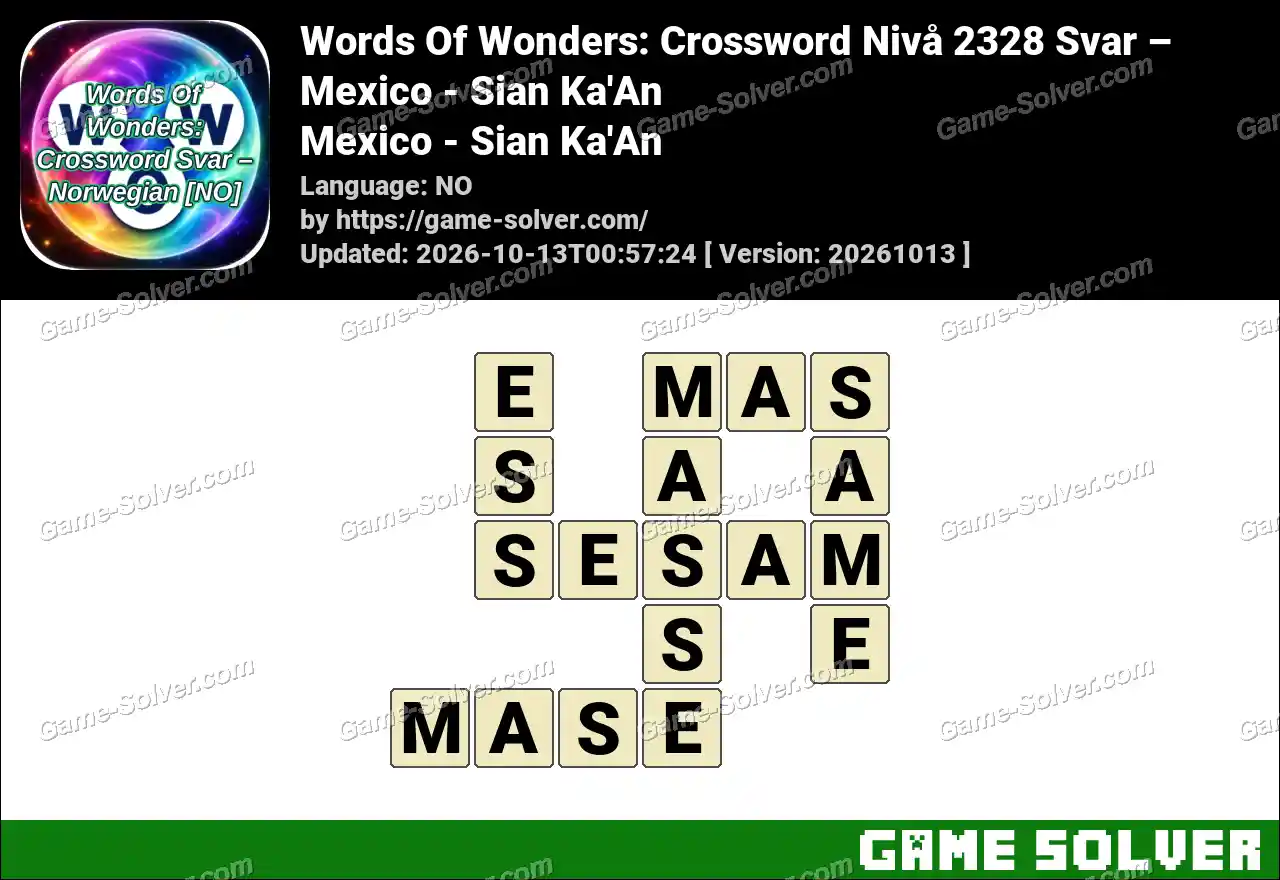 Words Of Wonders: Crossword Nivå 2328 Svar – Mexico – Sian Ka’An